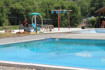On Tuesday, county workers set out gravel around the pool to get ready to pour concrete. The pool, which was out of use all of last season due to renovations, will reopen for all to enjoy this summer season. 