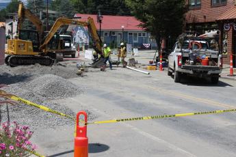 Utility construction work has Everett Street closed from Mitchell to Depot streets. The project is slated for completion mid-September, when NCDOT will begin its work of making street improvements and paving. 
