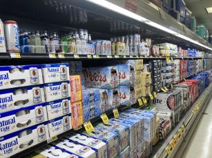 Pictured above are domestic beers available for sale at Ingles grocery store.