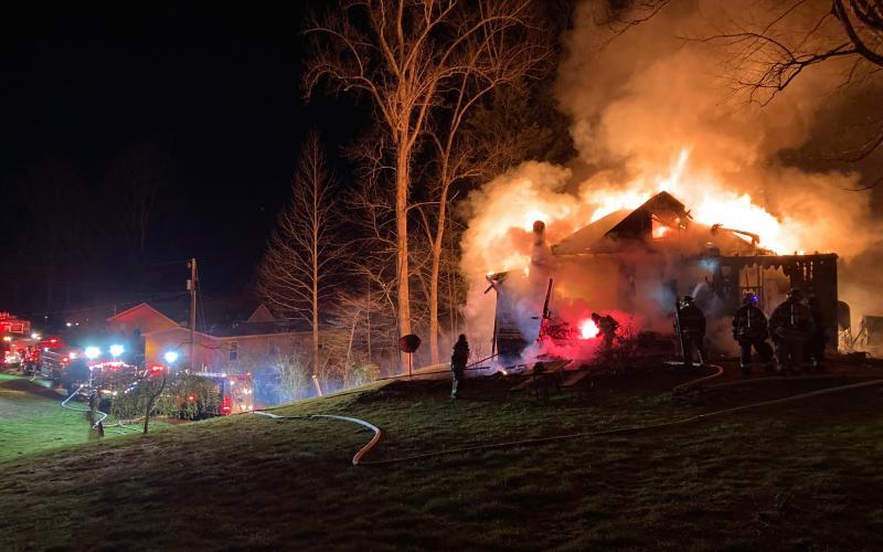 inds contributed to the flames that engulfed this home on Franklin Grove Church Road in the early morning hours of April 1. No one was injured, but the family lost their possessions and the structure was a total loss.