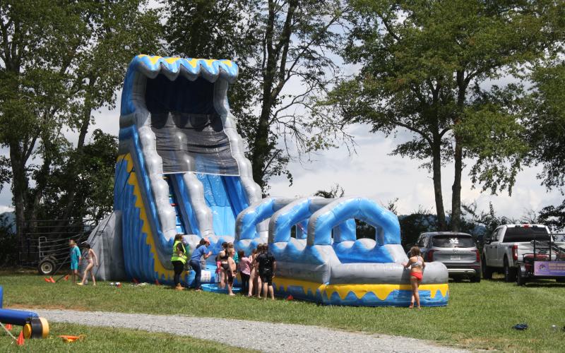 This giant wave water slide was a big hit with the kids as they ran and splashed with laughter.