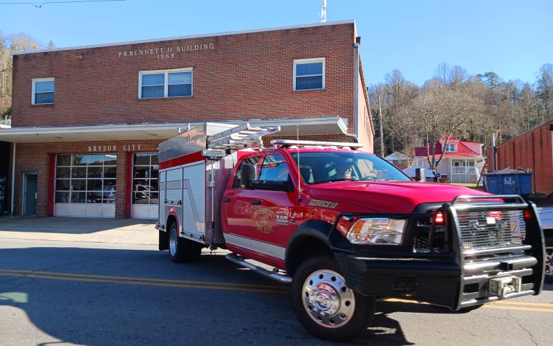 The Bryson City Fire Department responds to a call. The station is staffed with two people during the work week.
