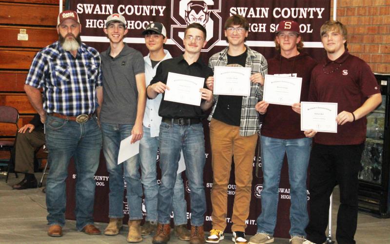 The students pictured earned their certificate in welding from Southwestern Community College while studying at Swain County High School.